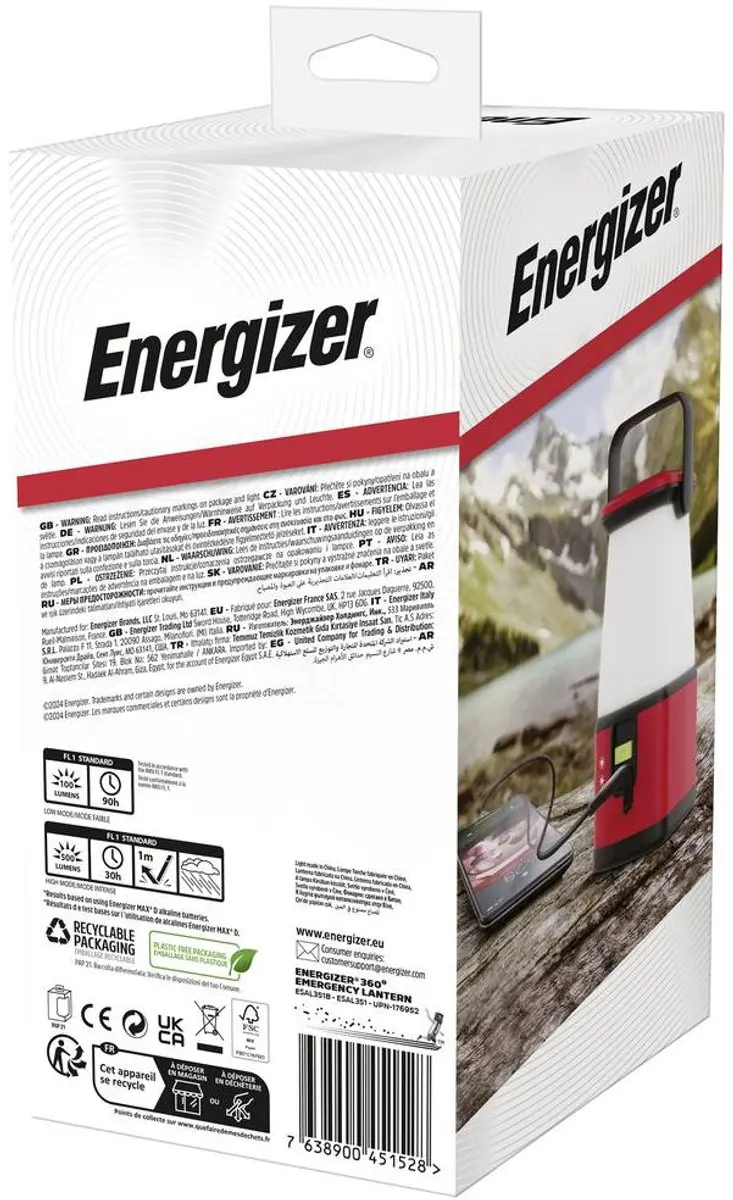 Energizer E304157700 Campinglantaarn 500 lm - Rood/zwart - afbeelding 2 van 2