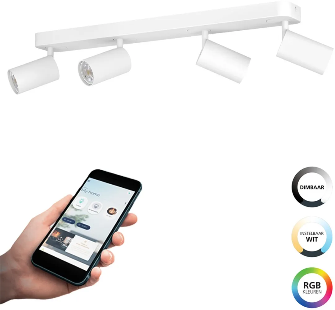 EGLO connect.z Telimbela-Z Smart Spot - GU10 - 58 cm - Wit - Instelbaar RGB & wit licht - Dimbaar - Zigbee