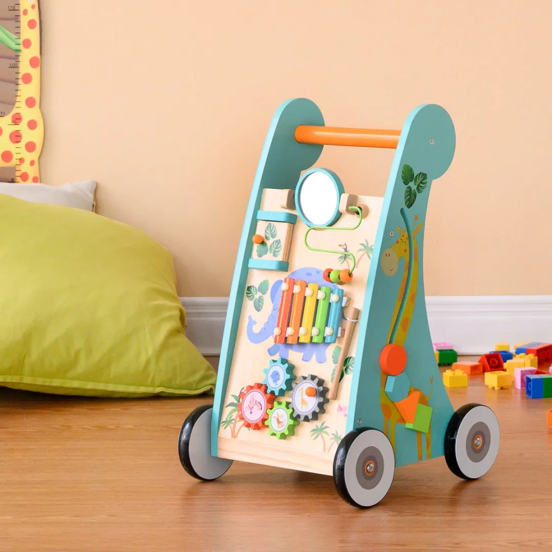 Teamson Kids Houten Loopstoeltje Safari Dieren - Blauw