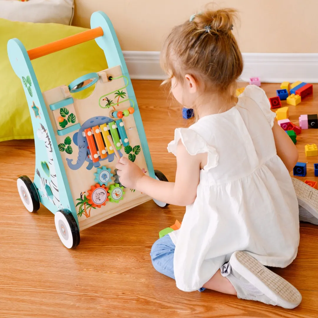 Teamson Kids Houten Loopstoeltje Safari Dieren - Blauw - afbeelding 6 van 6