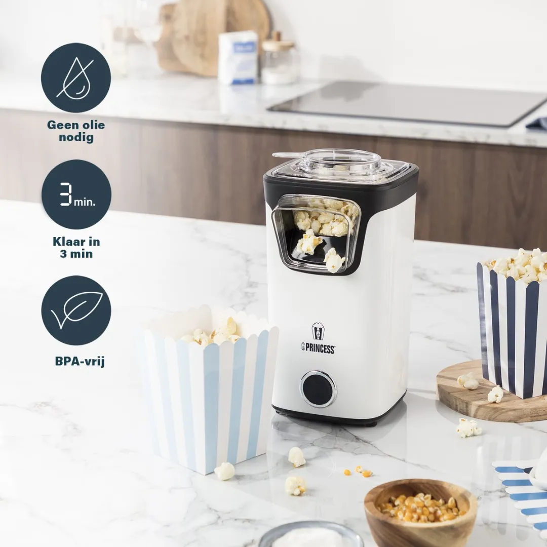 Princess Popcornmachine 292986 - 1100W - Wit/Zwart