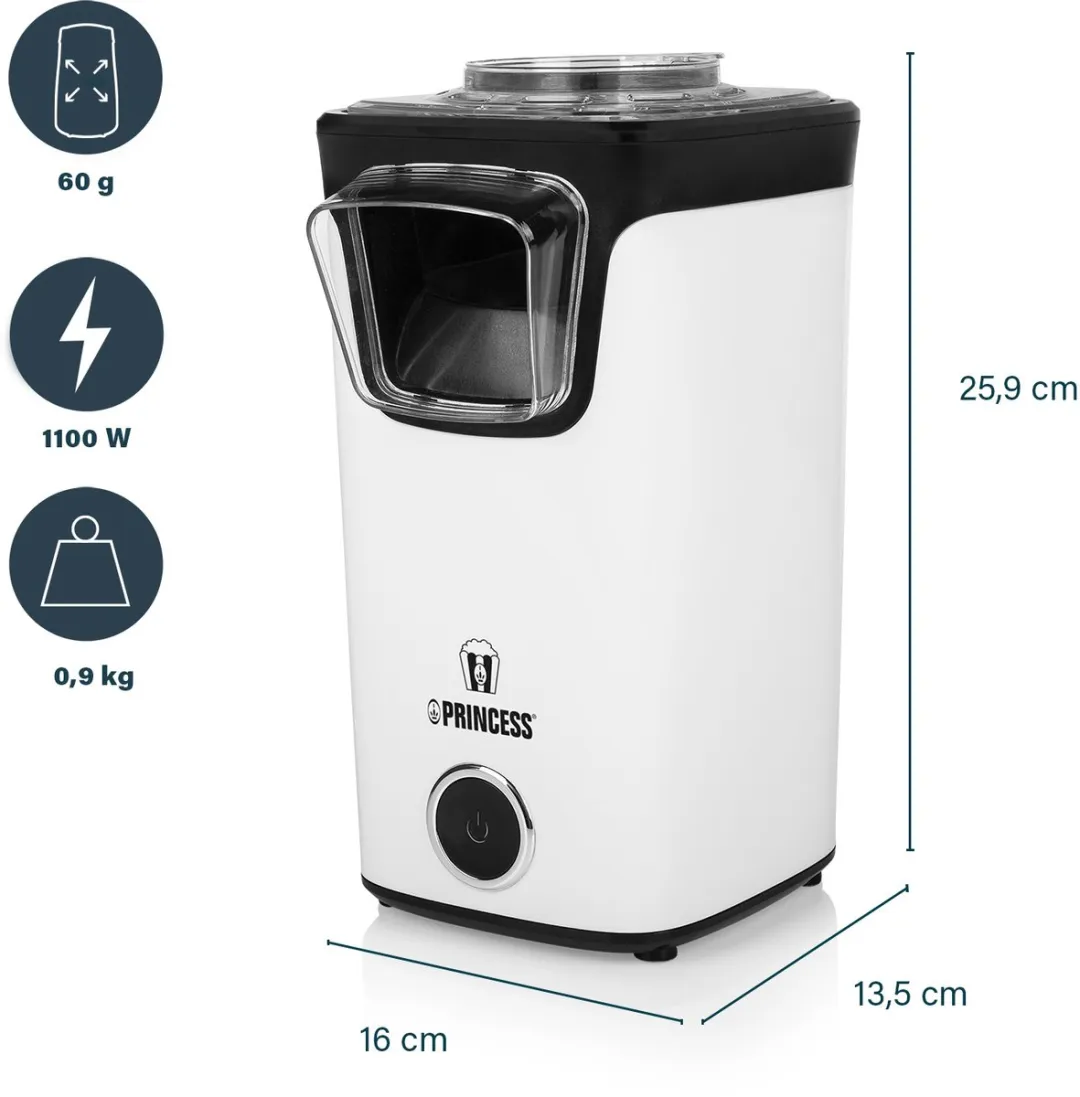 Princess Popcornmachine 292986 - 1100W - Wit/Zwart