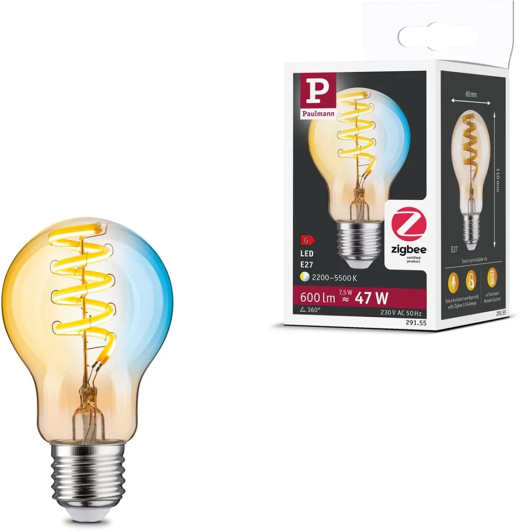 Paulmann Filament LED-gloeilamp E27 600lm 7,5W Tunable White - 3 Stuks - Goud