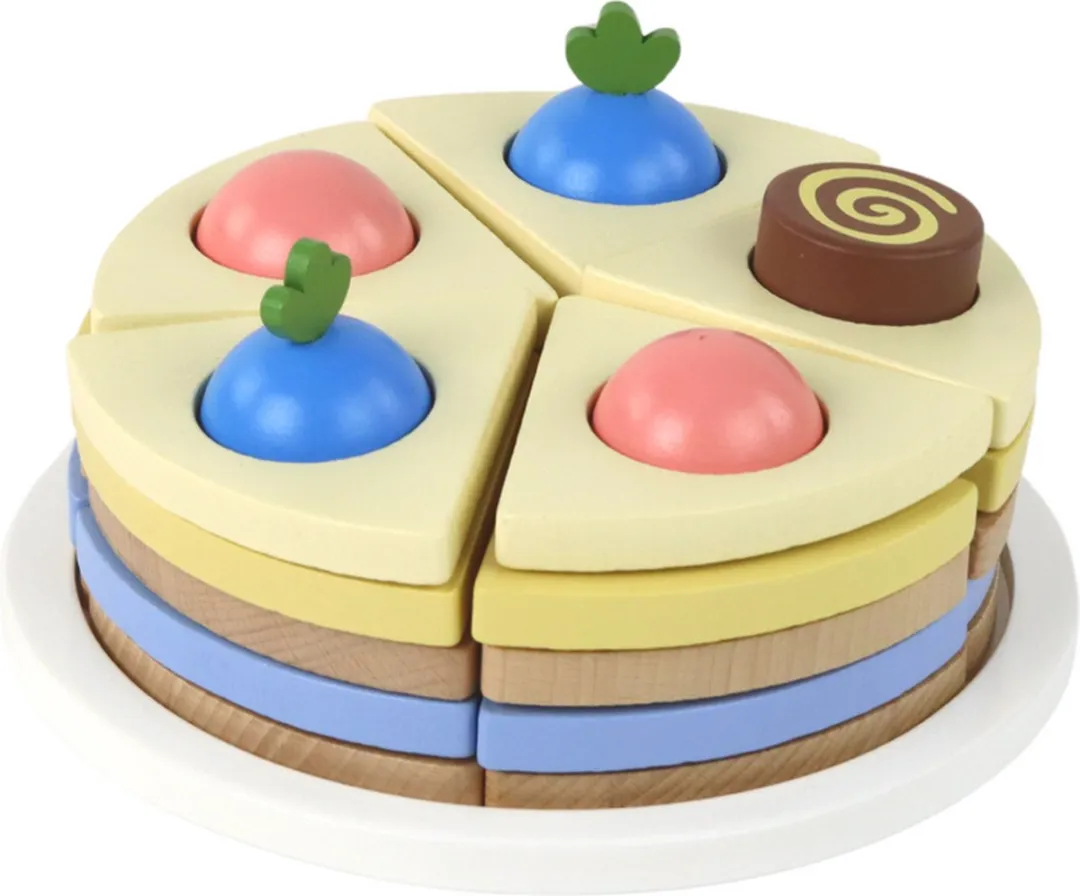 Lean Toys Houten Speeltaartset 8-delig - Multi Color