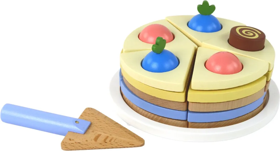 Lean Toys Houten Speeltaartset 8-delig - Multi Color