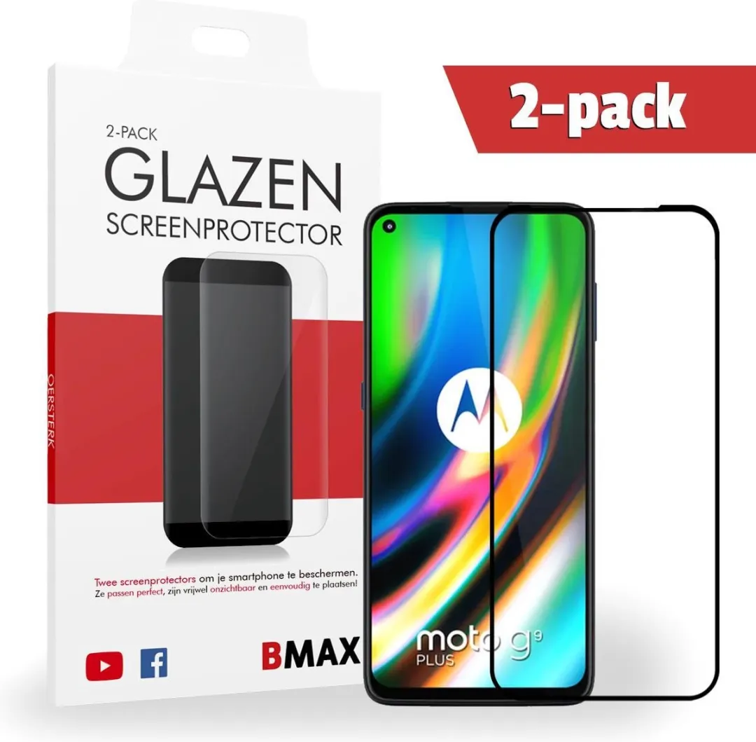 BMAX Moto G9 Plus Glazen Screenprotector 2-pack