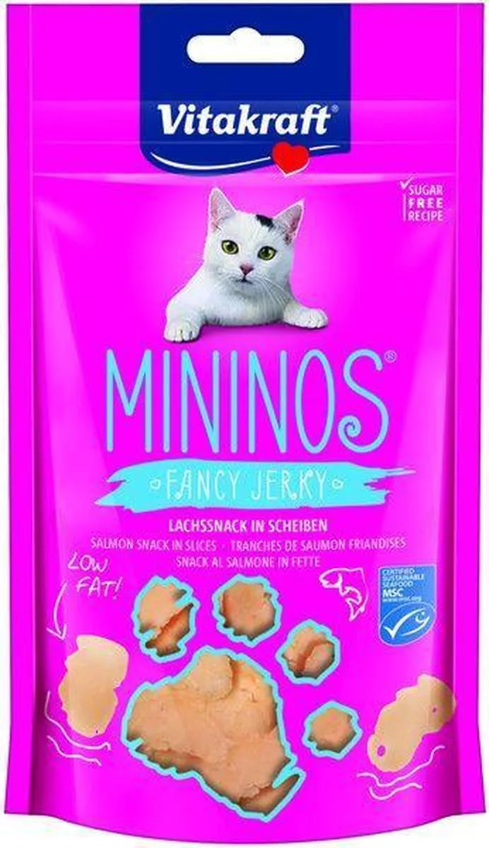 Vitakraft Mininos Fancy Jerky Zalm Kattensnack 40g