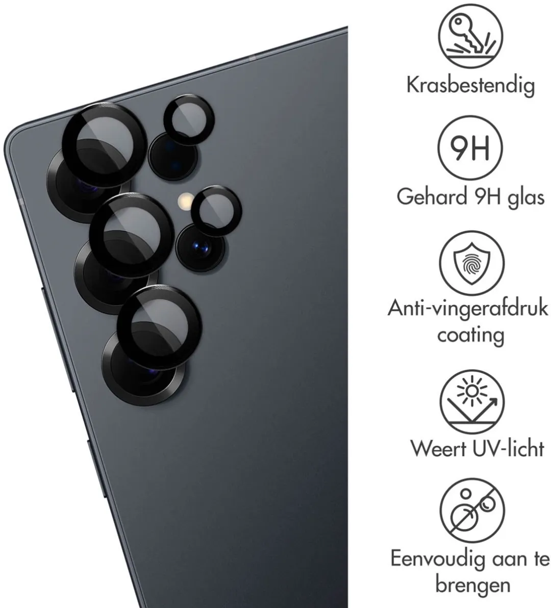 imoshiion Camera Lens Protector - Samsung Galaxy S25 Ultra - 2 Stuks - Black Titanium