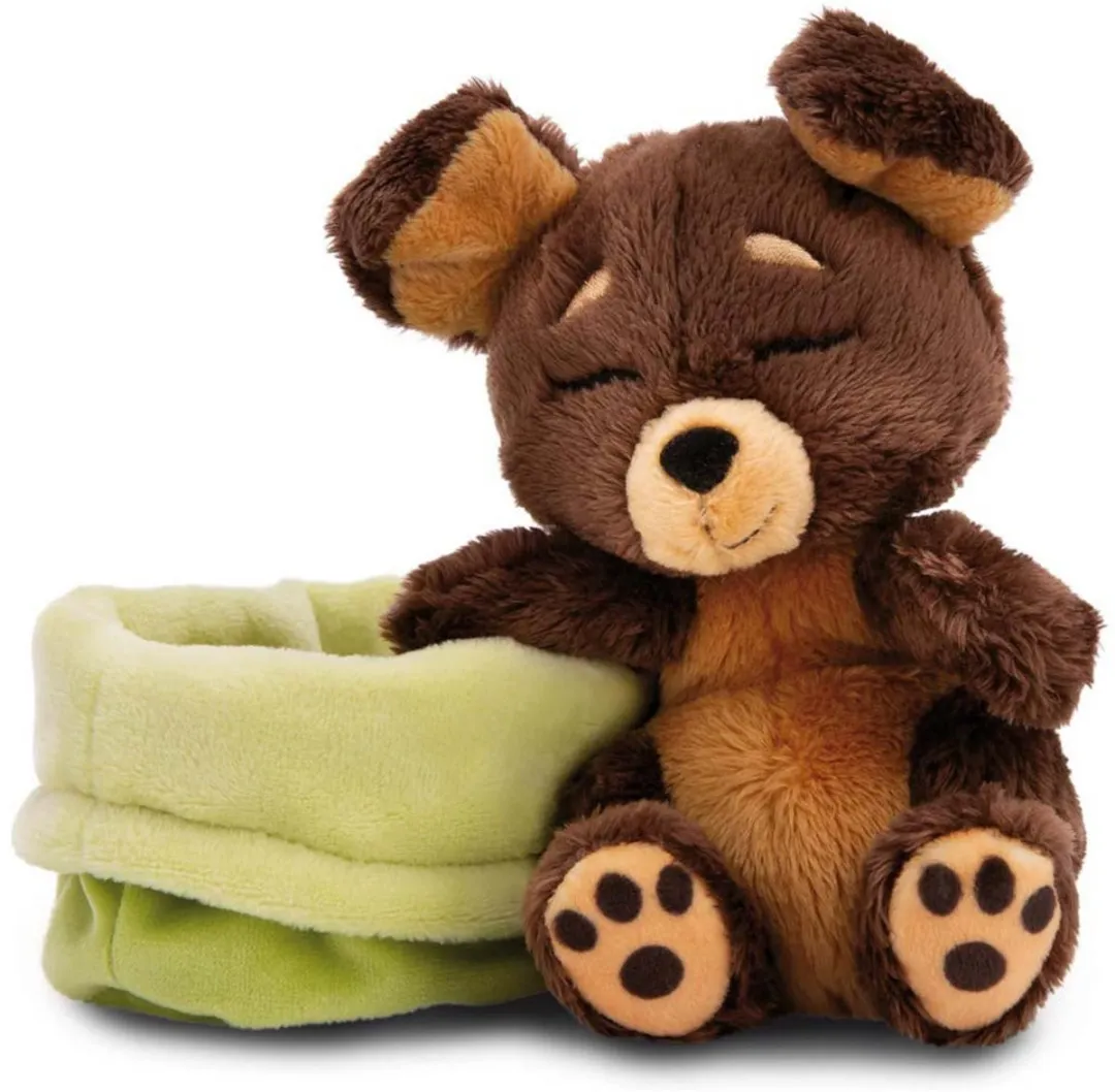 Nici Hond Slaapt In Mand Teddy 12cm - Bruin
