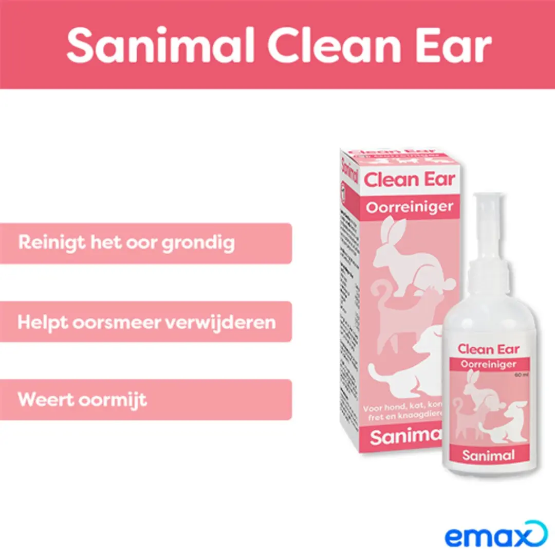 Sanimal Clean Ear Oorreiniger 60ml - afbeelding 4 van 6