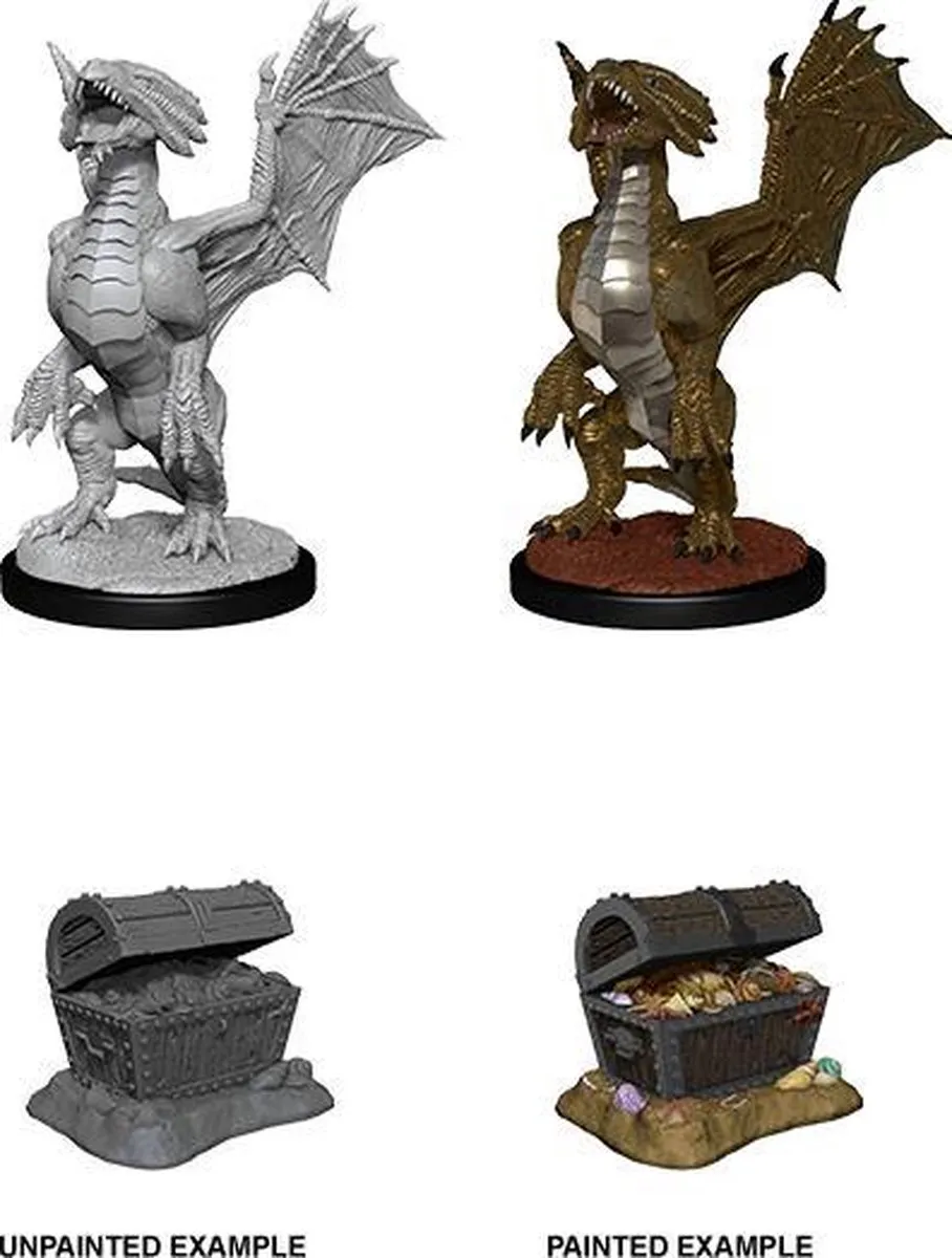 Dungeons and Dragons Miniatures - Nolzur's Marvelous - Bronze Dragon Wyrmling and Treasure - Miniatuur - Ongeverfd