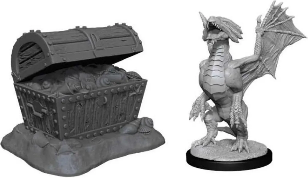 Dungeons and Dragons Miniatures - Nolzur's Marvelous - Bronze Dragon Wyrmling and Treasure - Miniatuur - Ongeverfd