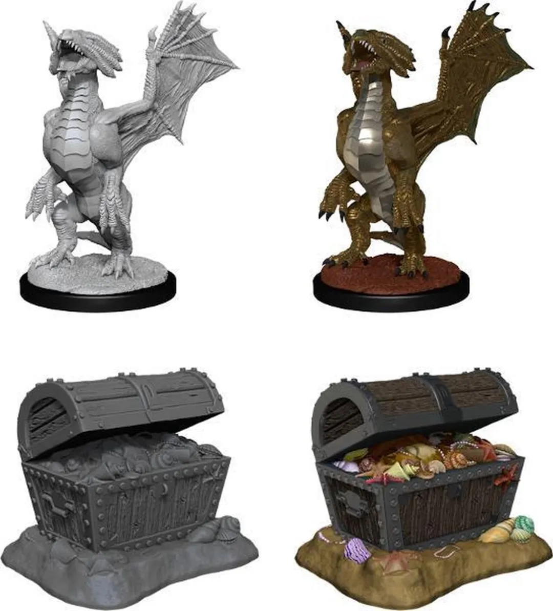 Dungeons and Dragons Miniatures - Nolzur's Marvelous - Bronze Dragon Wyrmling and Treasure - Miniatuur - Ongeverfd