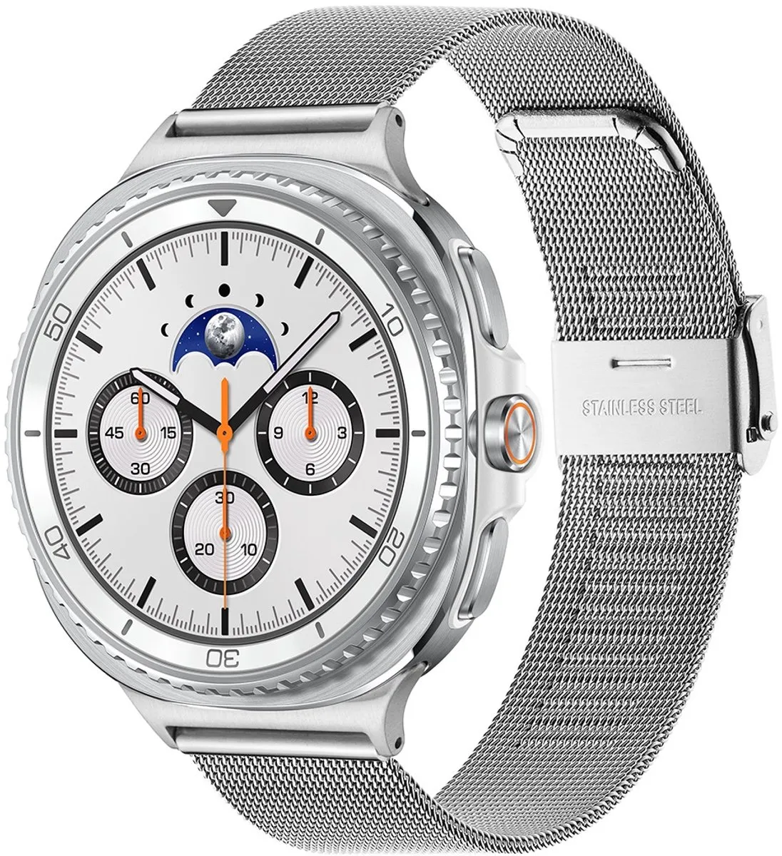 Samsung Galaxy Watch 8 Classic 46mm - Wit/Zilverkleurig Mesh