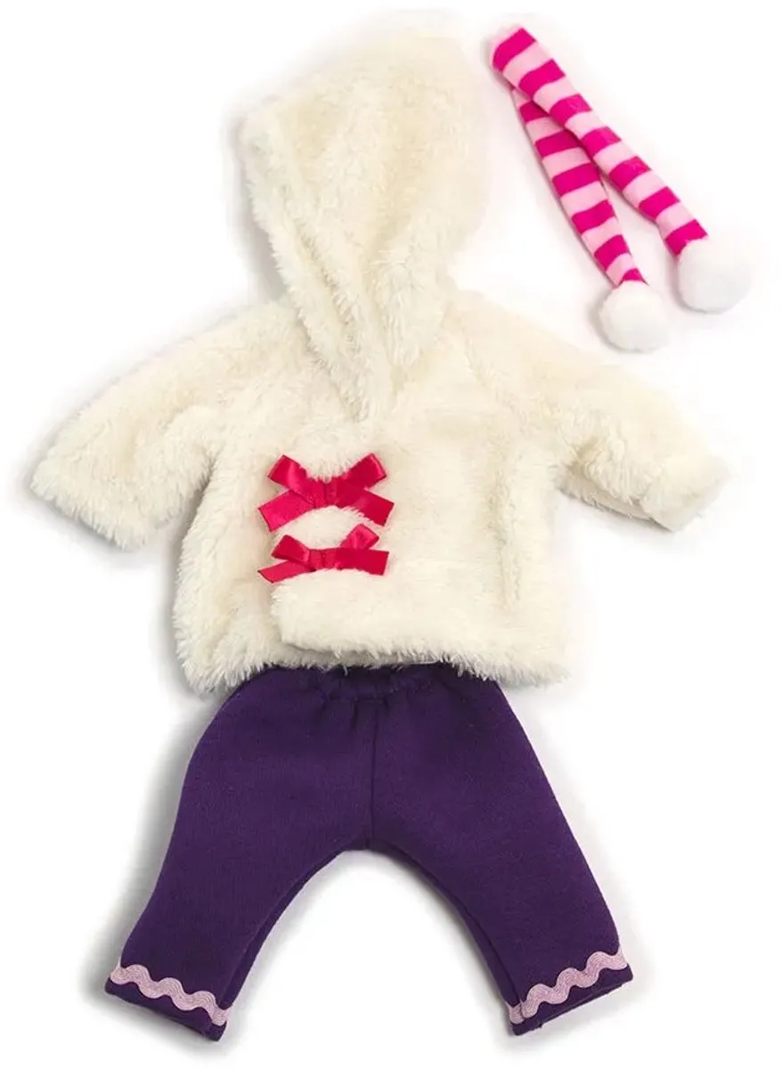 Miniland Modepop Bontjas met Paarse Broek - 32cm