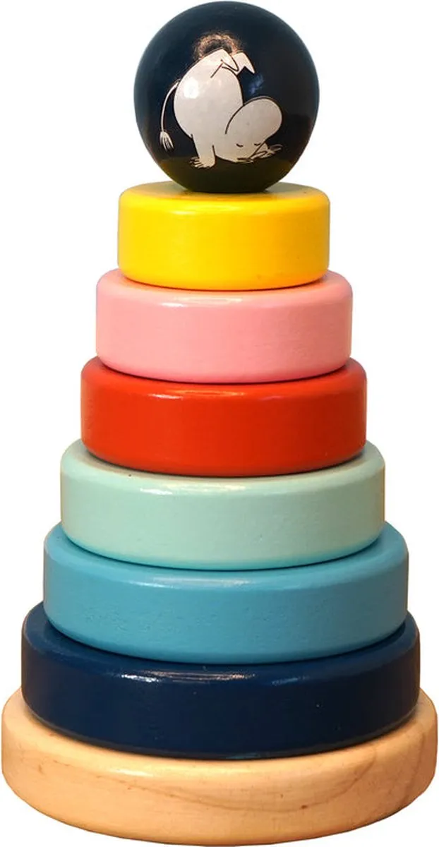 Barbo Toys Moomin - Stacking Rings, 2 jaar, Hout, Blauw, Groen, Roze, Rood, Geel