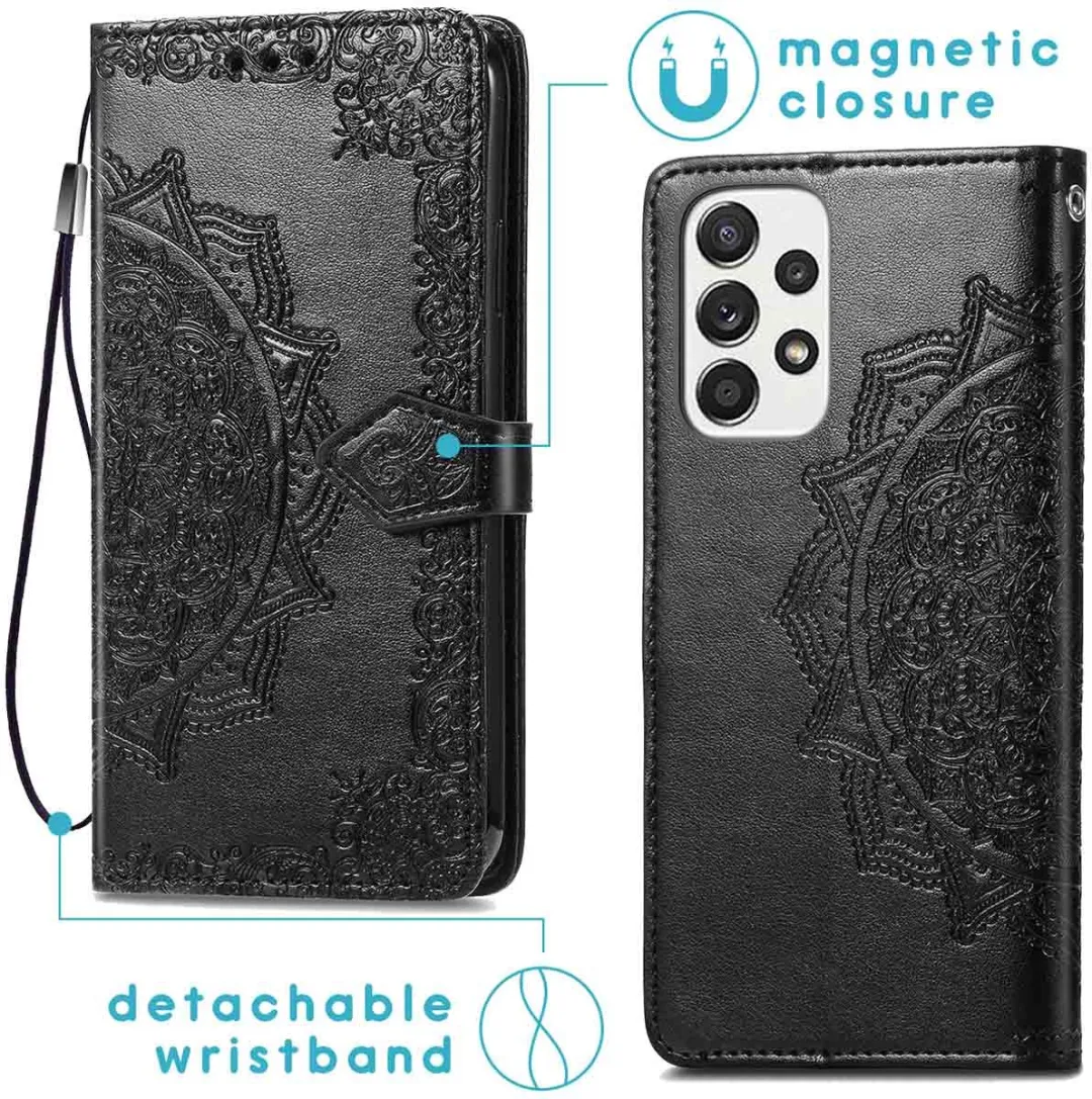 Imoshion Hoesje Samsung Galaxy A33 Mandala Bookcase - 3 Stuks - Zwart