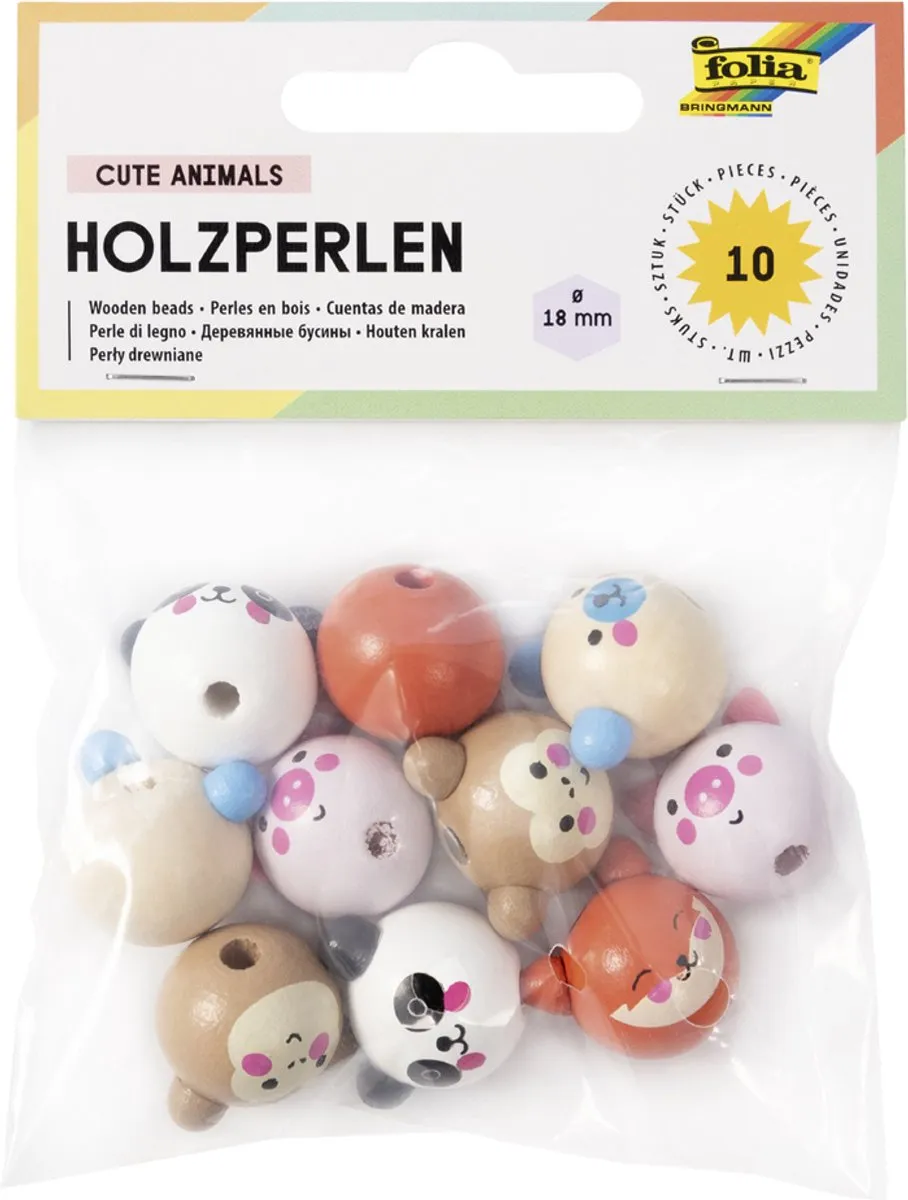 Folia Houten Kralen Schattige Dieren 18mm