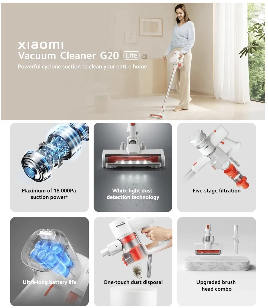 Xiaomi G20 Lite BHR8195EU Handstofzuiger - 18 Kpa - Wit