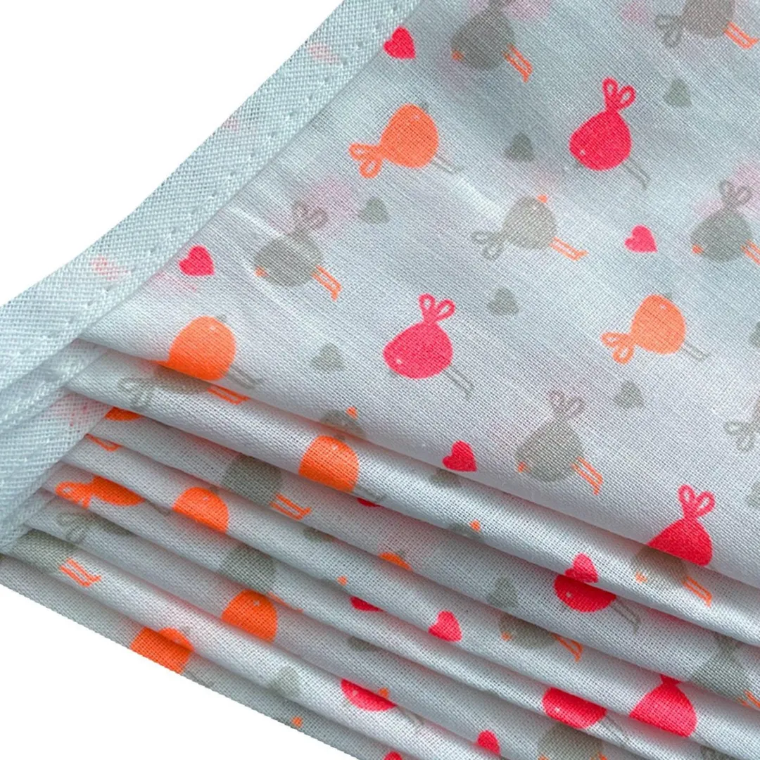 BINK Bedding Stoffen Slinger Birdie L - 5m - 9 Vlaggetjes - Roze/Grijs/Geel