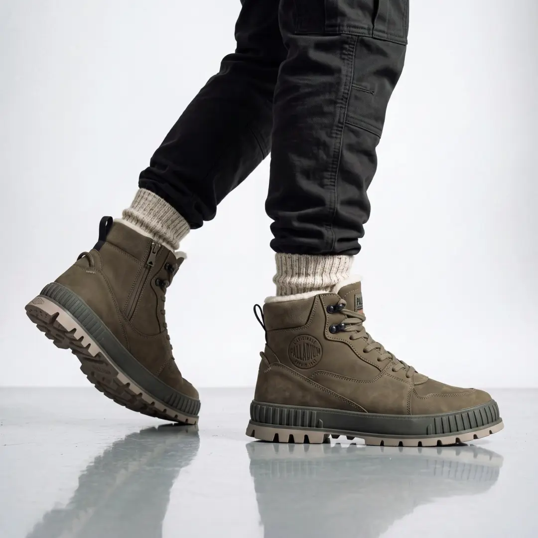Palladium Pallashock Warm WP - Heren Winter Laarzen Gevoerd Groen 74351-282-M , Maat: EU 41 US 8