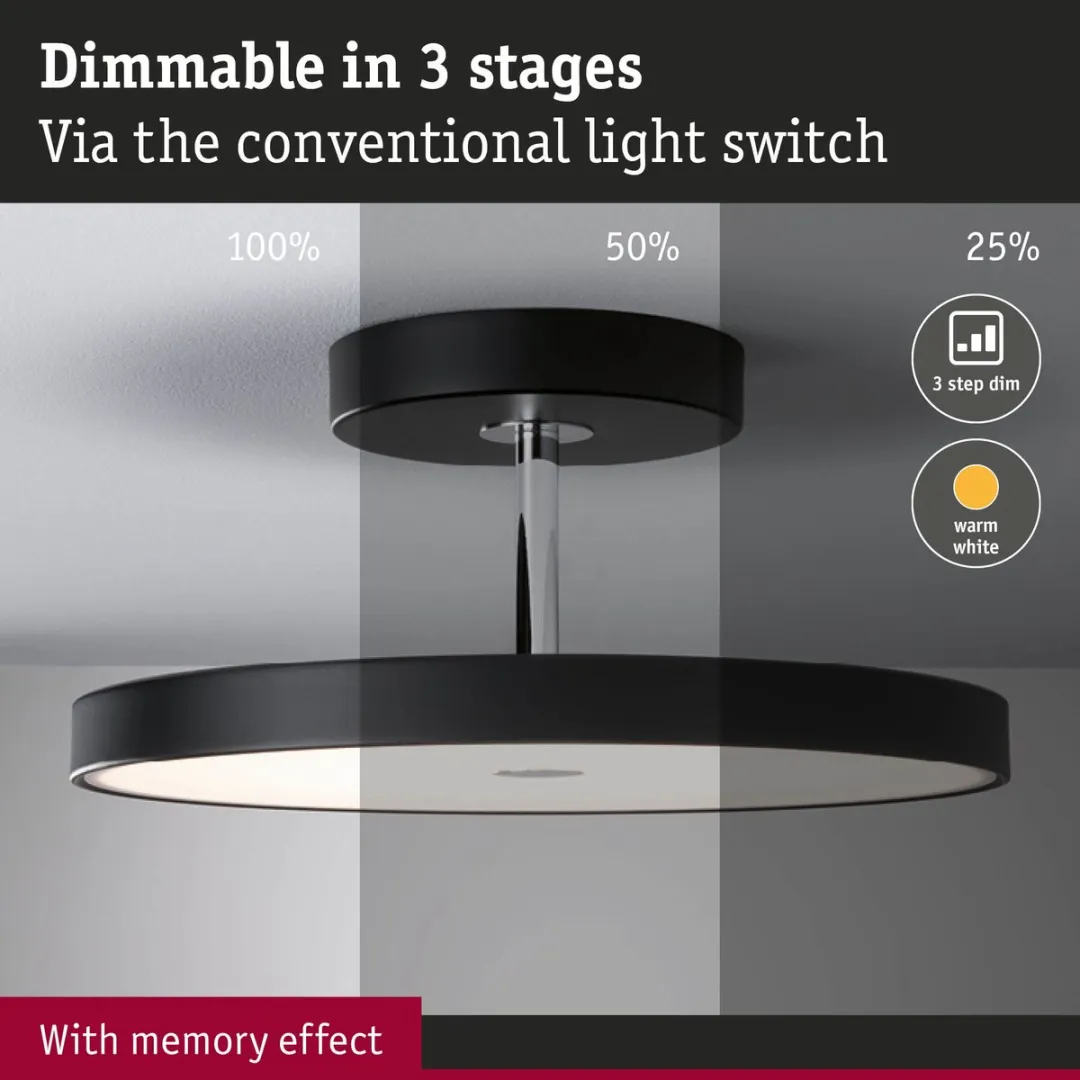 Paulmann Hildor LED Plafondlamp 2700K 2100lm - Zwart mat/Chroom - afbeelding 6 van 6