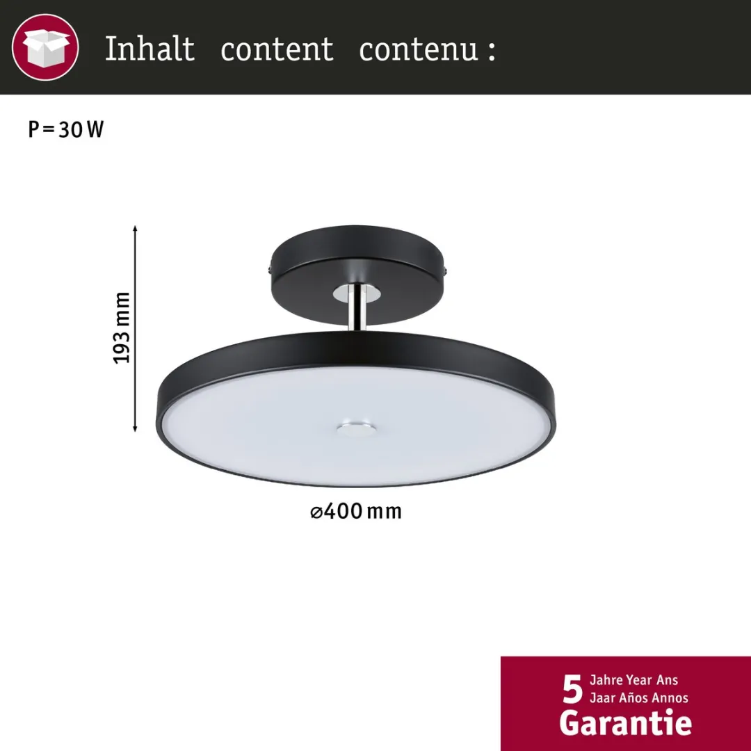 LED-plafondlamp 3-Step-Dim Hildor 2700K 2100lm 230V 26,5W dimbaar Zwart mat, Chroom