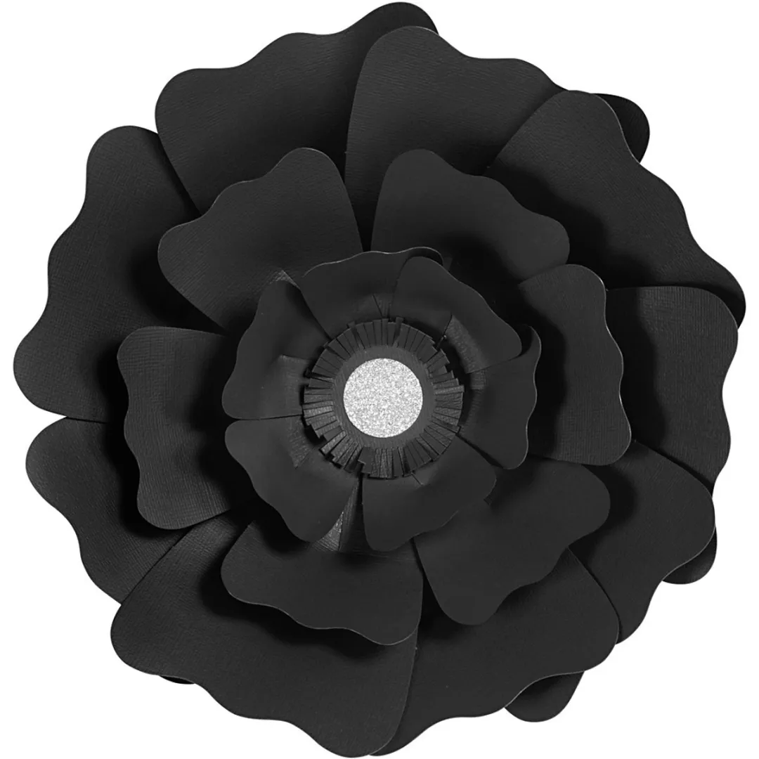 Colortime Bloemen Papieren Bloem Structuurkarton - Zwart - 2 Stuks