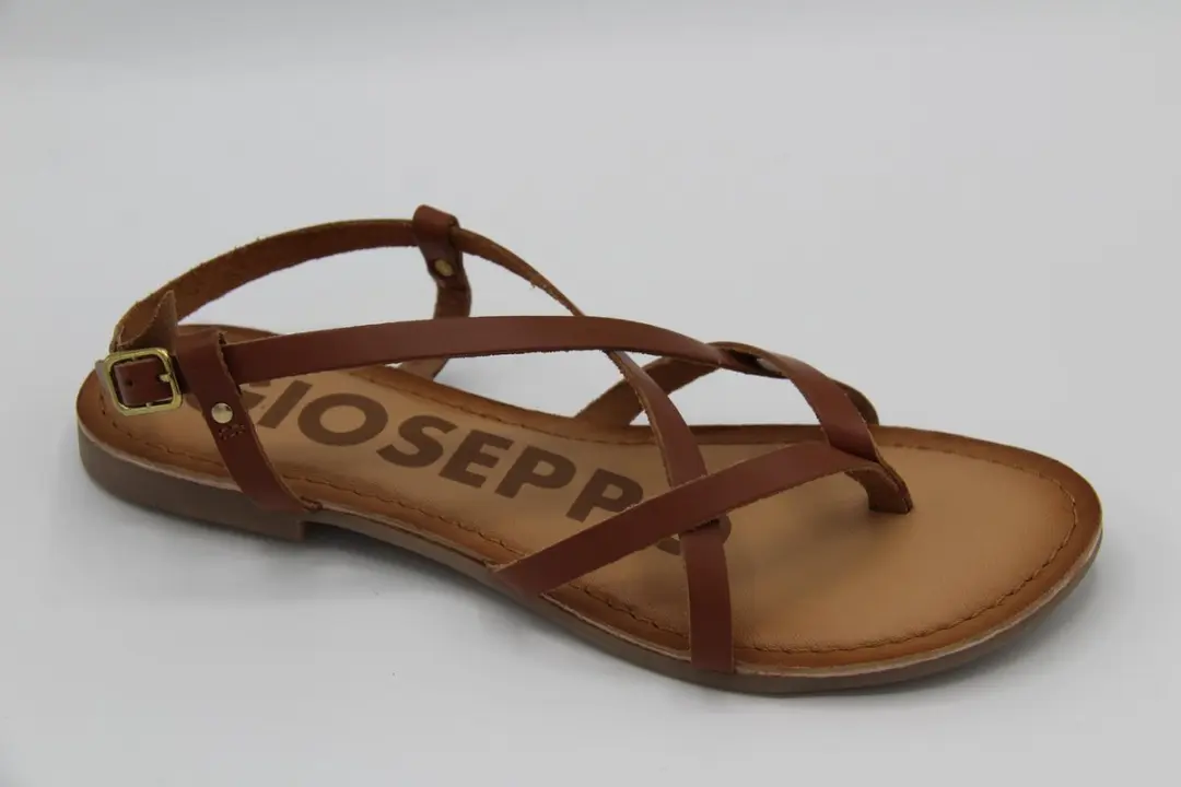 Dames sandalen zwart met gouden strepen, platte hak