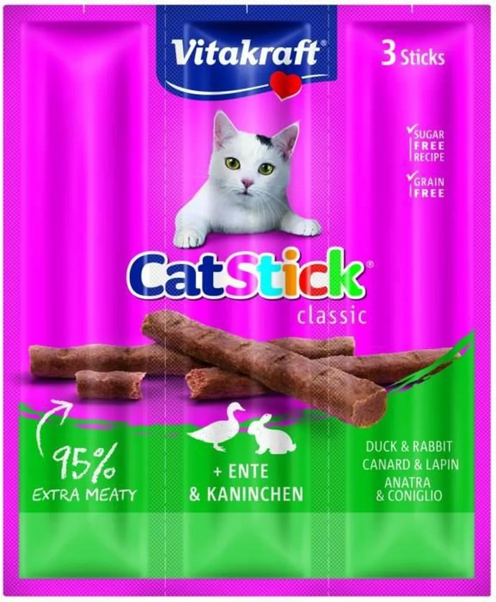 Vitakraft Cat-Stick Mini Eend met Konijn - 20 Stuks