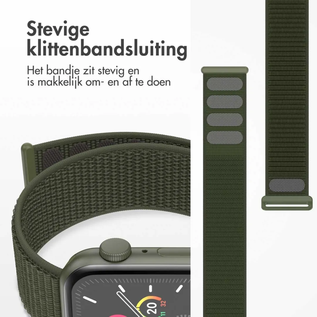 Imoshion Nylon Bandje Apple Watch 44-49mm - Donkergroen