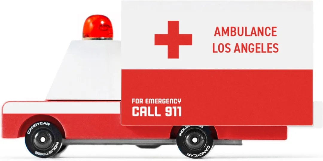 Candycar World: AMBULANCE VAN (E762) 8,4x4,1x5,1cm, wooden diecast, in giftbox, 3+