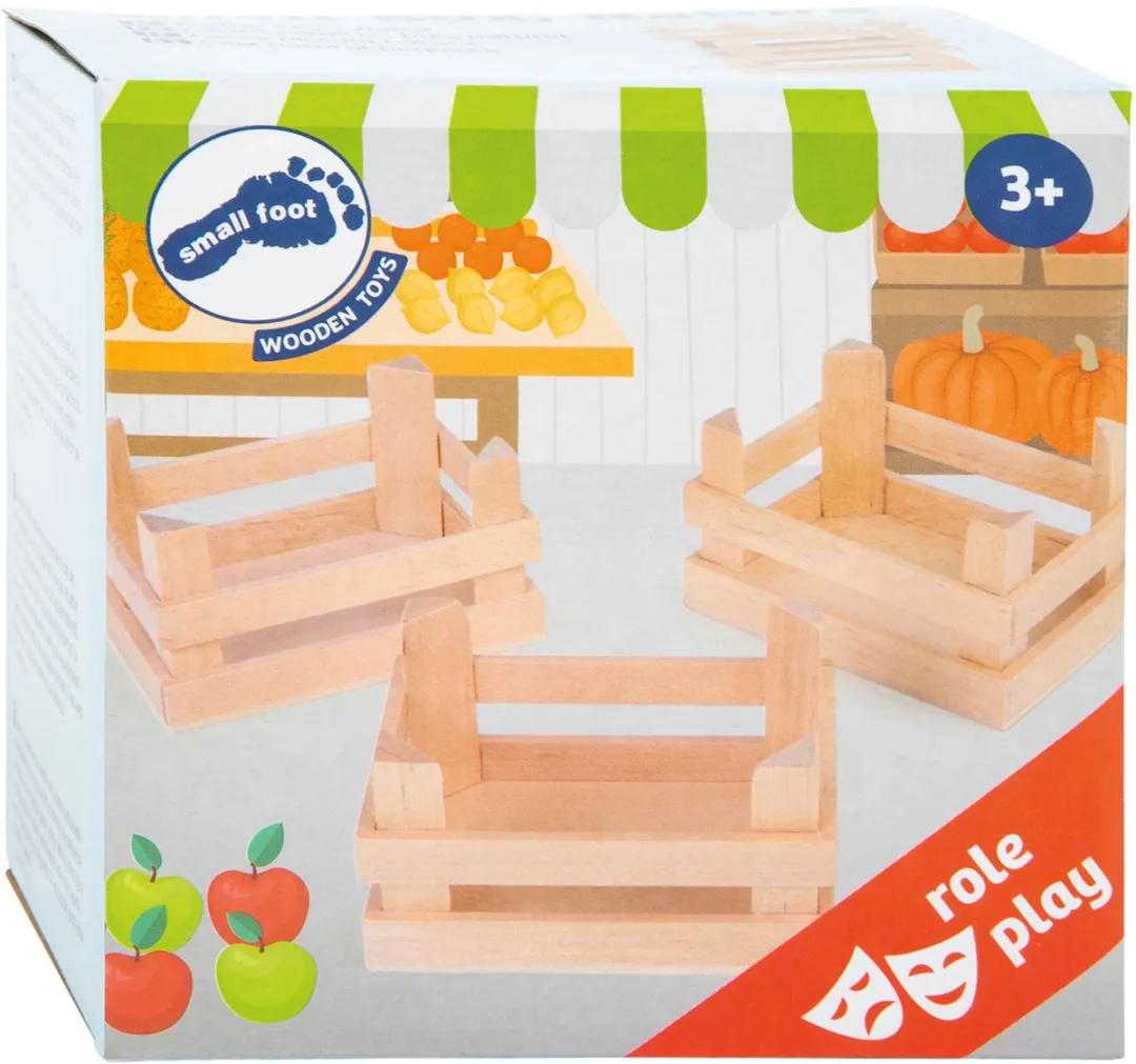 Small Foot Houten Kratjes Set 3 Stuks - 10x8x5,5cm Multicolor