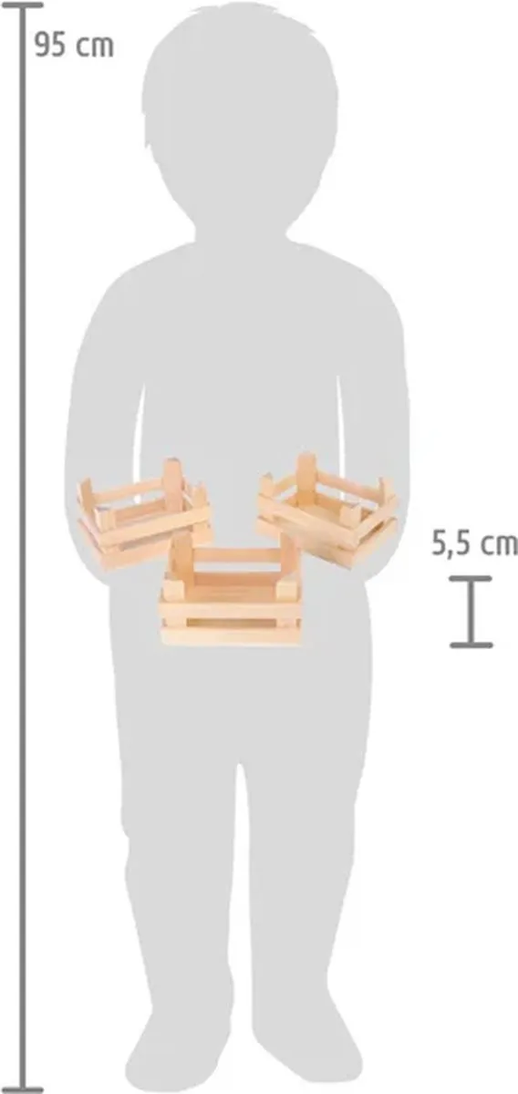 Small Foot Houten Kratjes Set 3 Stuks - 10x8x5,5cm Multicolor