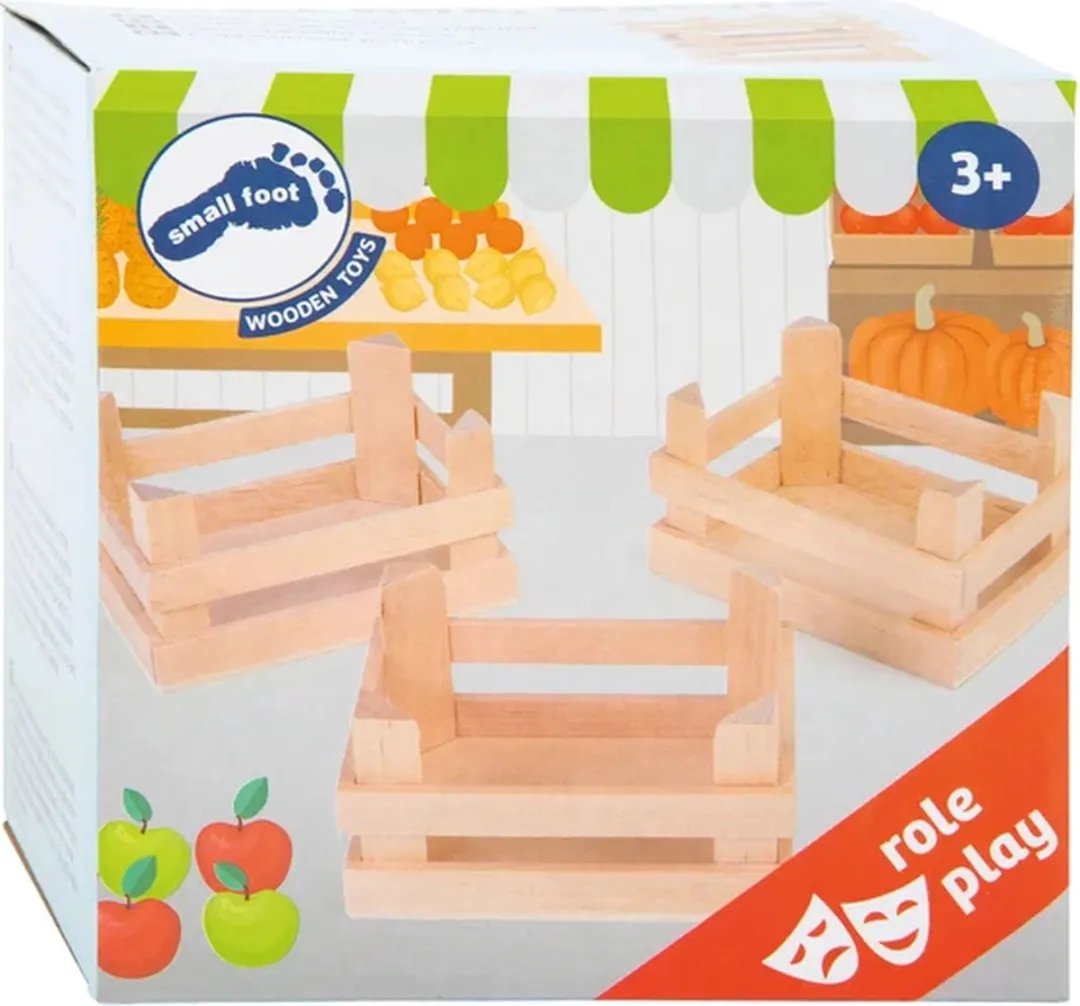 Small Foot Houten Kratjes Set 3 Stuks - 10x8x5,5cm Multicolor