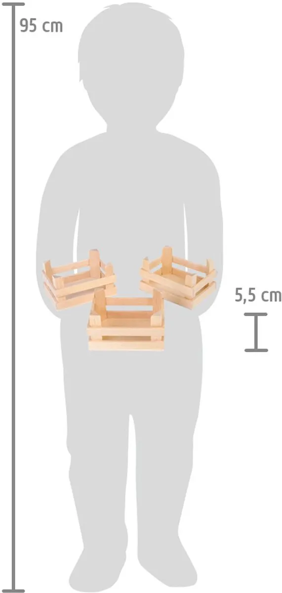 Small Foot Houten Kratjes Set 3 Stuks - 10x8x5,5cm Multicolor