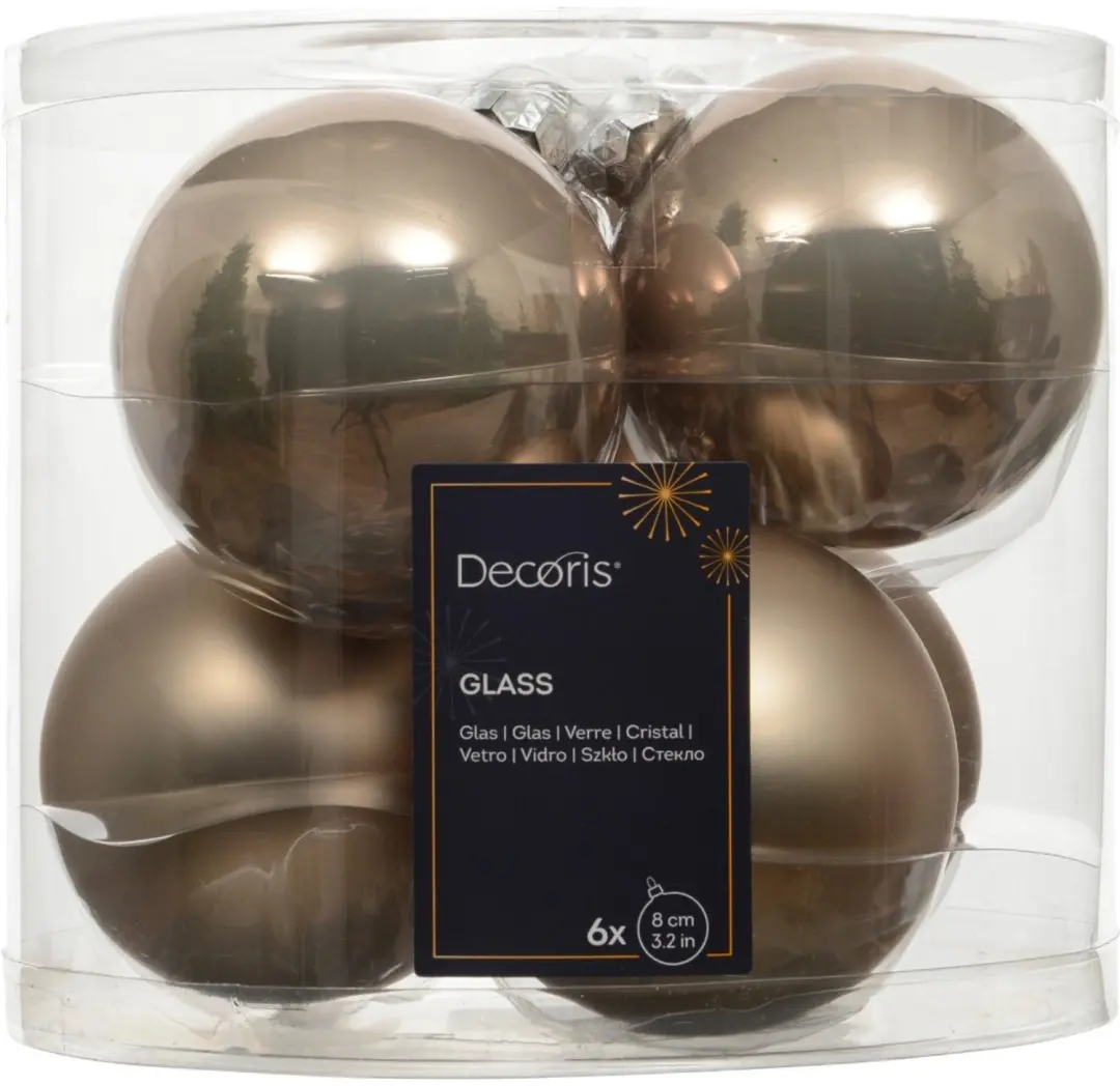 Kaemingk Kerstballen Glas Ø8cm Smokey Parel