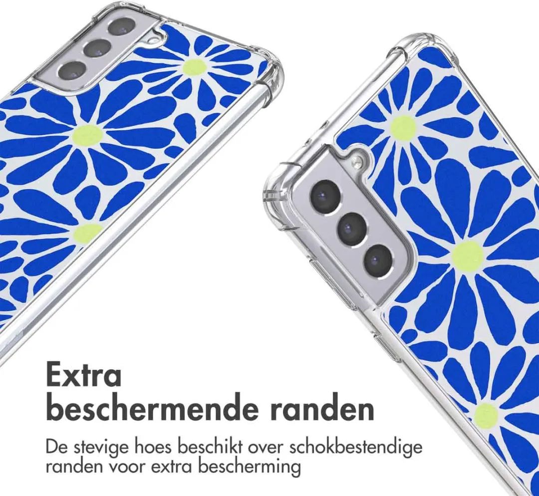 Imoshion Hoesje Samsung Galaxy S21 Cobalt Blue Flowers Connect