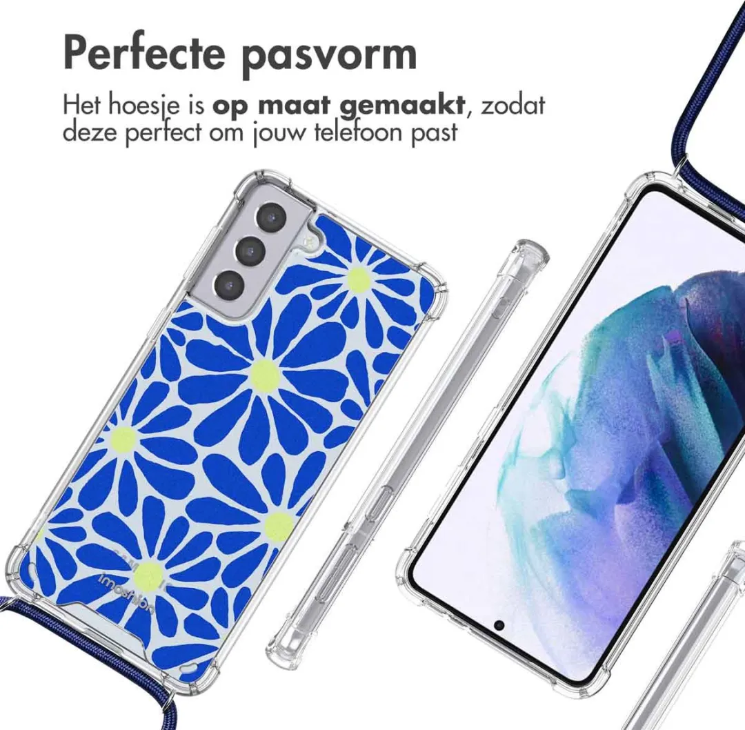 Imoshion Hoesje Samsung Galaxy S21 Cobalt Blue Flowers Connect