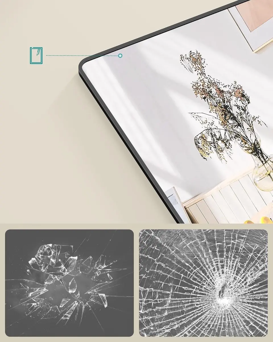 Songmics Passpiegel 160x50cm Aluminium Frame - Inktzwart - afbeelding 3 van 6