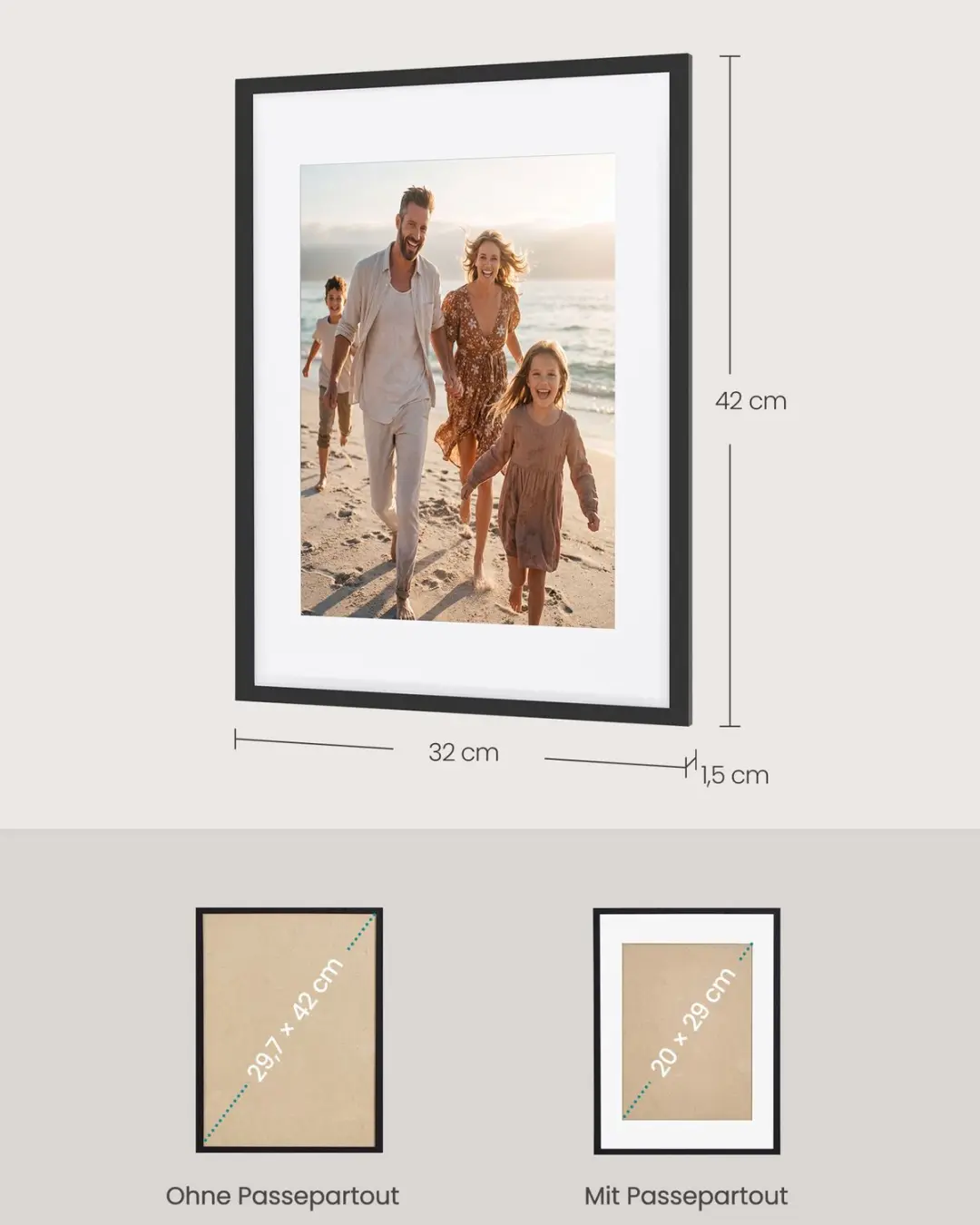 Songmics PVC Fotolijst 30x40cm - Set van 3 - Zwart - afbeelding 4 van 6