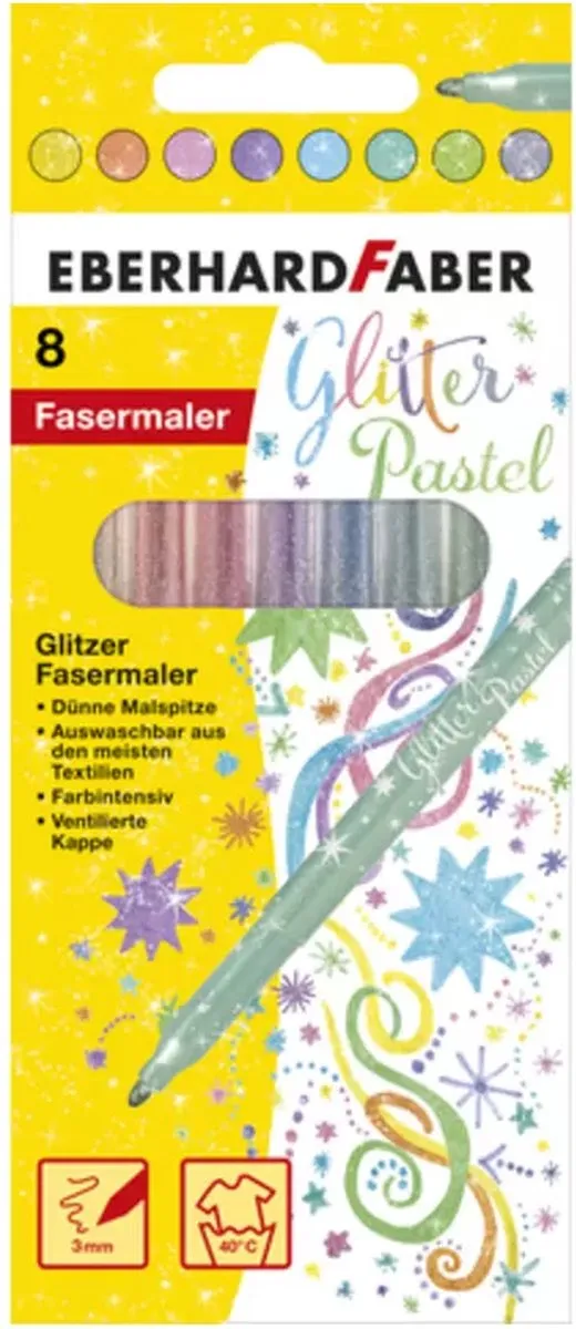 Eberhard Faber Glitter Pastel Viltstiften 8 Stuks EF-551009