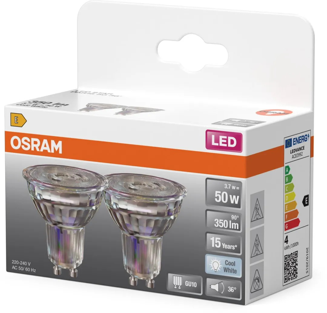 Osram LED Spot Star PAR16 GU10 3,7W - 36° - 350lm - 2 Stuks