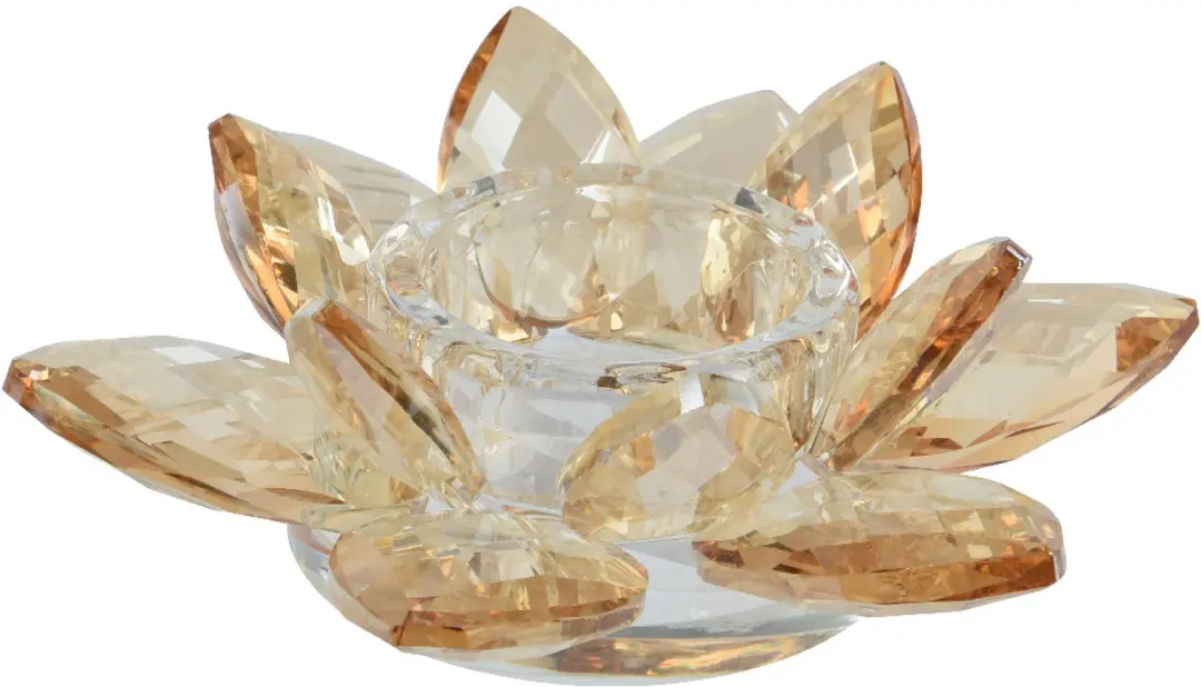 Decoris Theelichthouder Glas Bloem 13.5x4.5cm