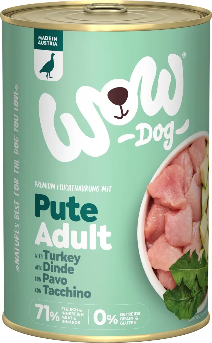 WOW Adult Kalkoen Graanvrij Natvoer Hond 6x400g