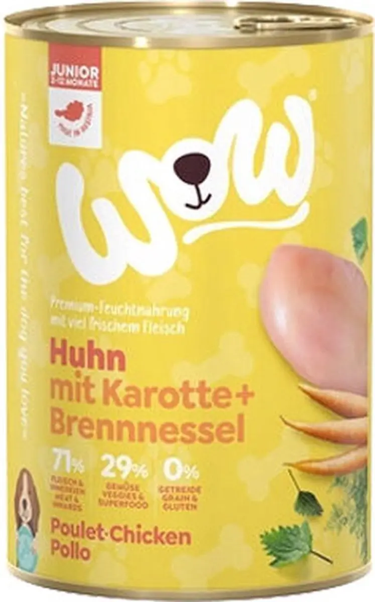 WOW Junior Kip Hondenvoer Nat - 6x 400g - afbeelding 2 van 2