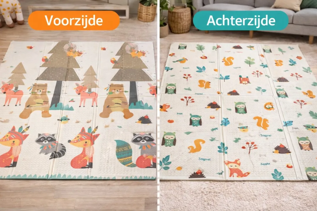Speelmat Baby, Peuter & Kind 150x200 cm – Extra Dik Speelkleed – Voor Binnen & Buiten – Foam Kruipmat – Dubbelzijdig Opvouwbaar – Inclusief Opbergtas – Zacht & Veilig speelmat dieren & boom