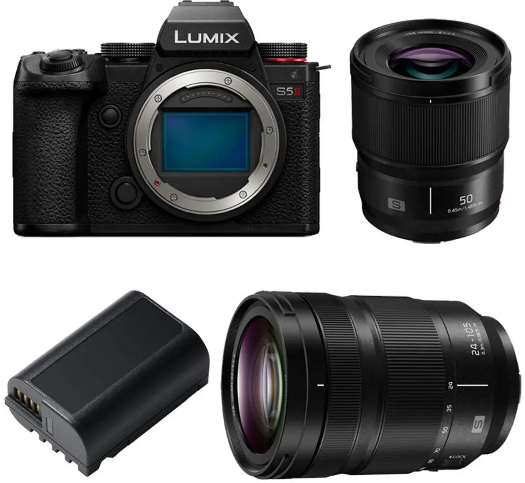 PANASONIC LUMIX S5 MARK II + 24-105 + 50mm f/1.8 + 2. Batterie