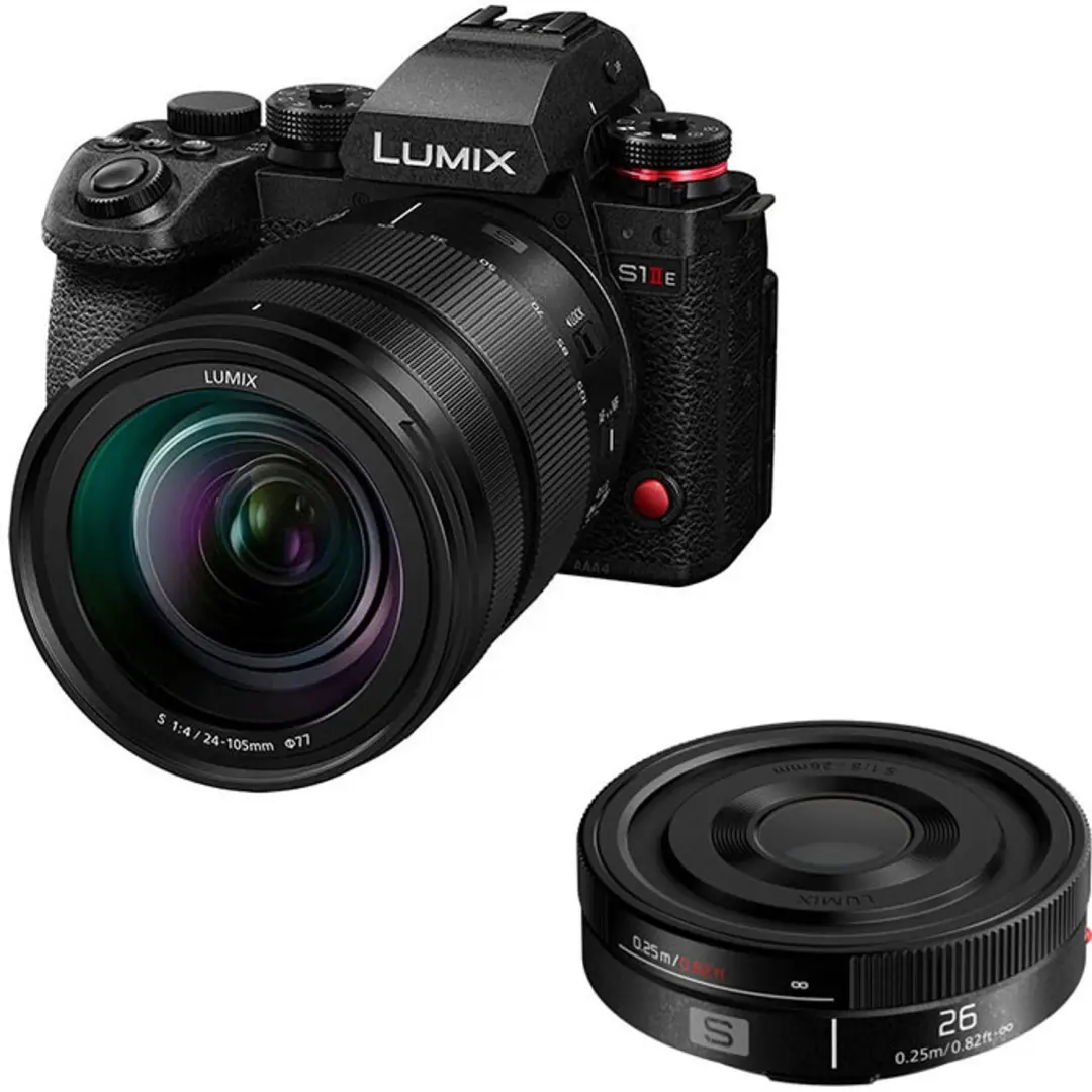 PANASONIC LUMIX S1 IIE + S 24-105mm f/4 Macro OIS Objektiv + S 26mm f/8 Pancake
