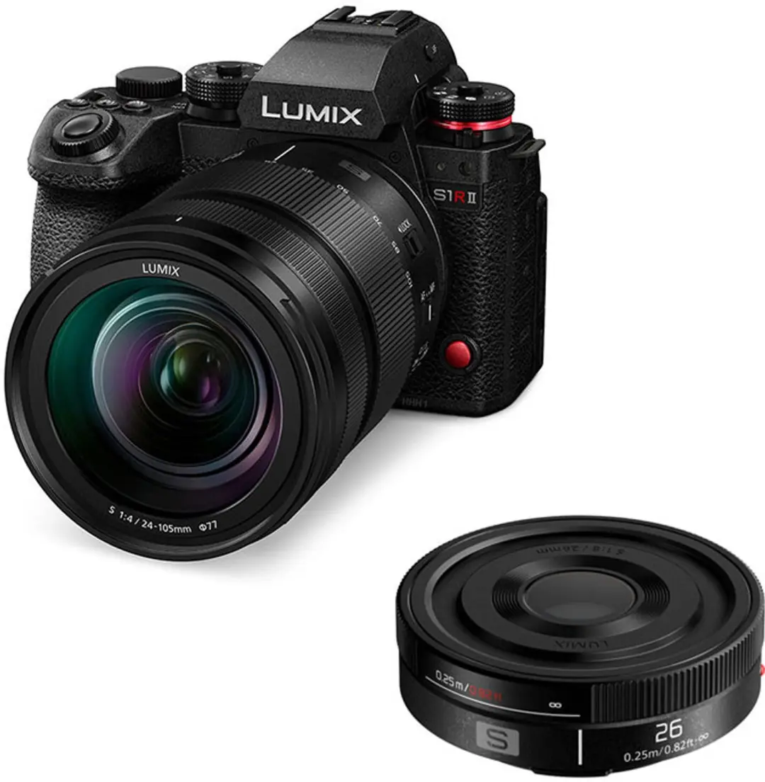 PANASONIC Lumix S1R II + S 24-105mm f/4 Macro OIS Objektiv + S 26mm f/8 Pancake